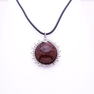 Náhrdelník - Mahagonový obsidián, vypuklý zdobený