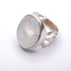 Stříbrný prstýnek - Měsíční kámen, velký