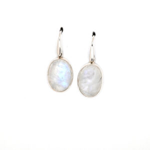 Stříbrné náušnice - Měsíční kámen, ovál