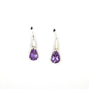 Stříbrné náušnice - Ametyst, kapka