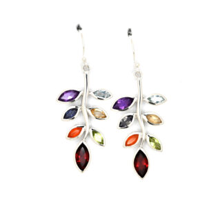 Stříbrné náušnice - Čakrový stromeček