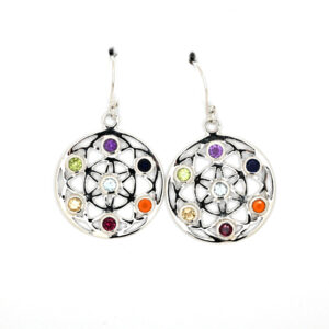 Stříbrné náušnice - Čakrový kruh