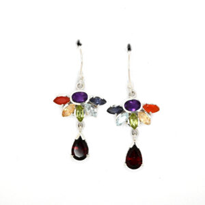 Stříbrné náušnice - Čakrové, kytka