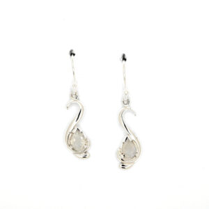 Stříbrné náušnice - Měsíční kámen, vlnka